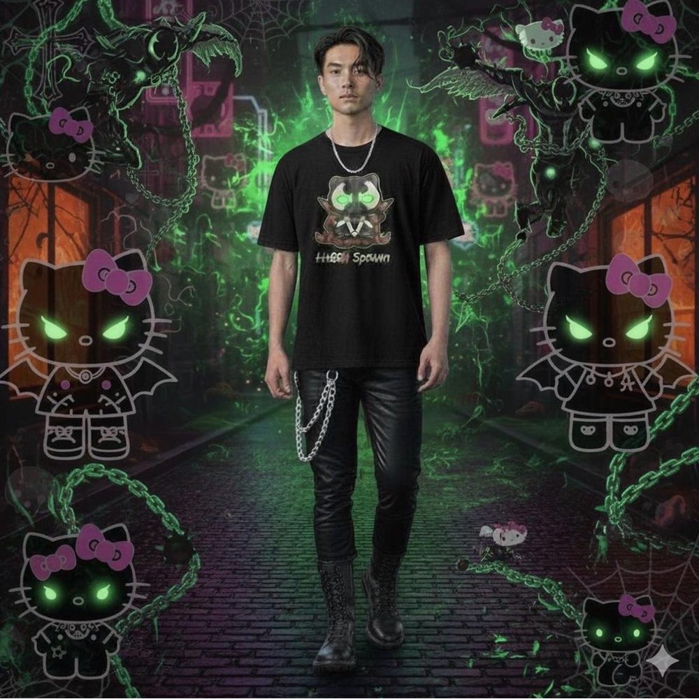 Sanrio Hello Kitty “Hell Spawn” Short Sleeve Black T-Shirt. Worn once.